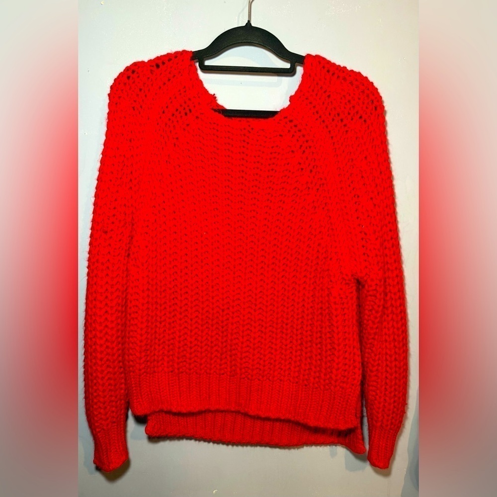 Kut from the Kloth Red Crew Neck Sweater Chunky Knit, small